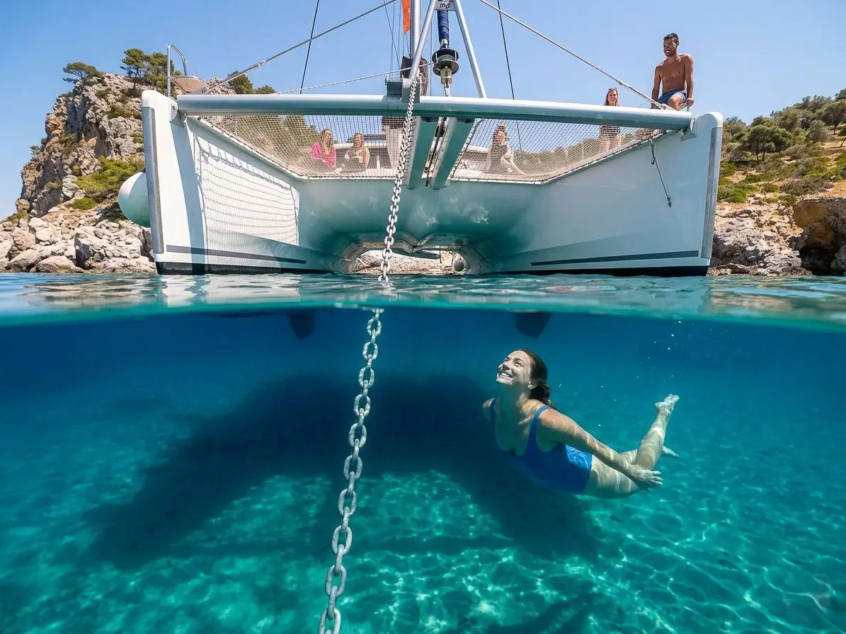 Swimming catamaran Halkidiki