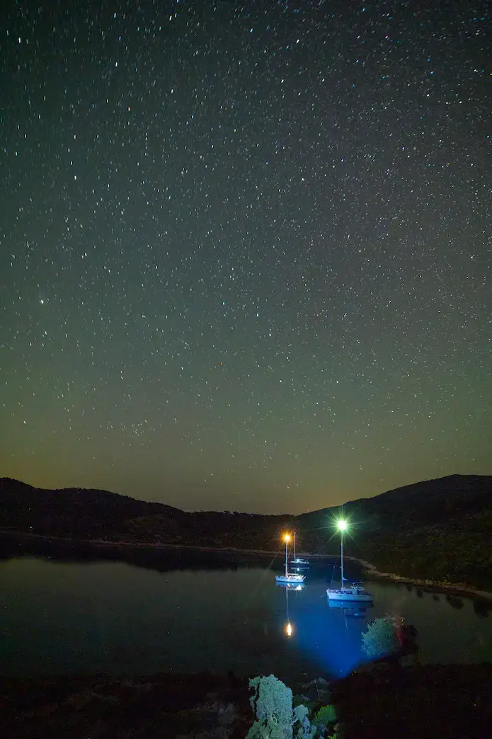 Astrophotography sailing Halkidiki
