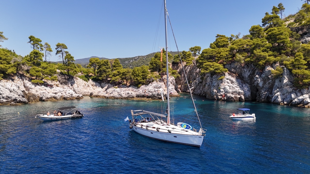 Secluded cove in Halkidiki accessible only by sailing yacht